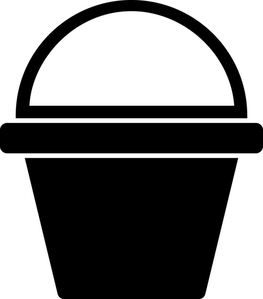 Black and White bucket icon in flat style. vector