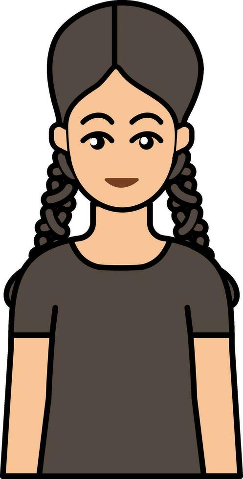 joven niña trenzas peinado icono en marrón y melocotón color. vector