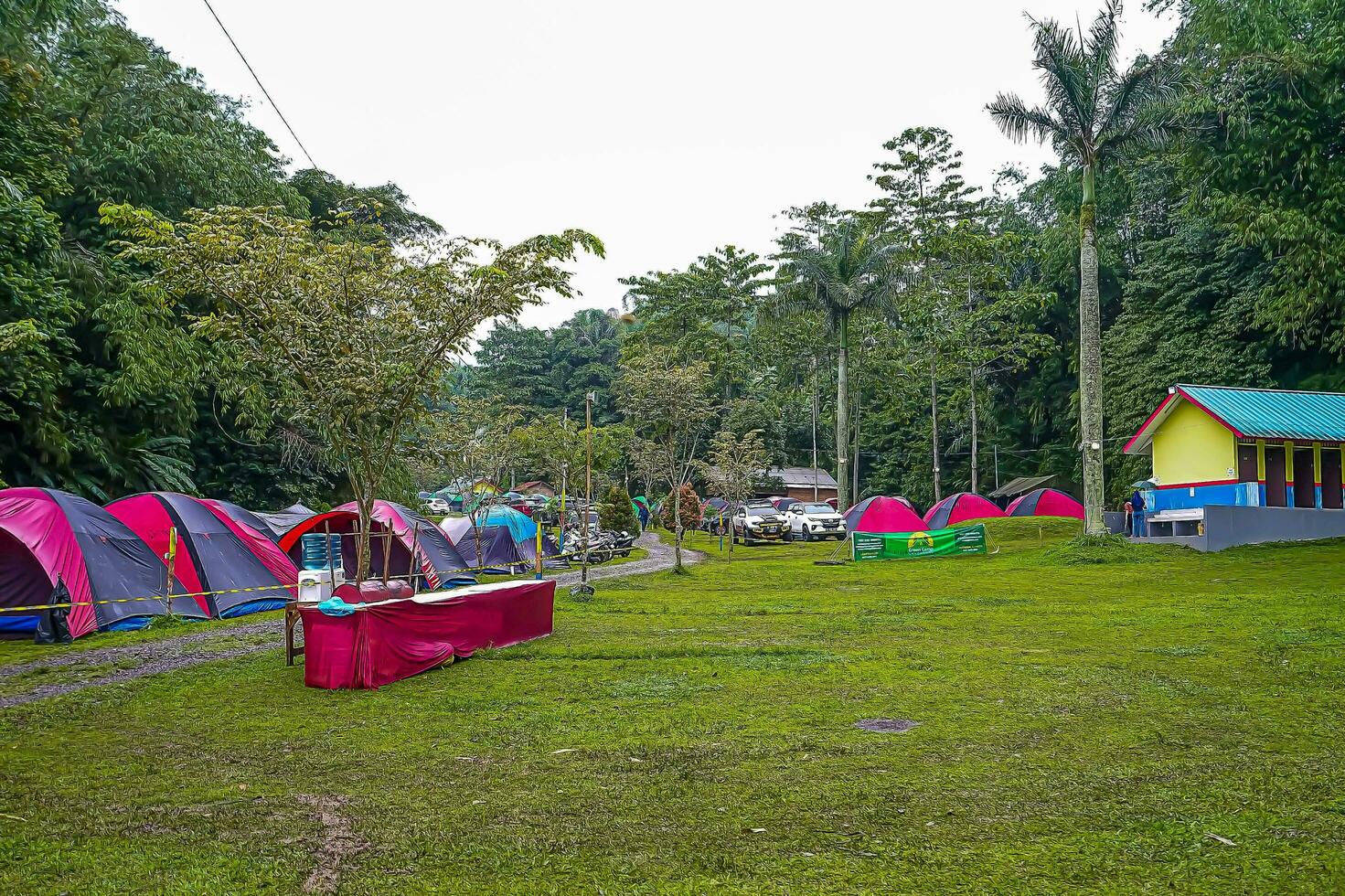 Rows of tents are built for sleeping when carrying out holidays with family. photo