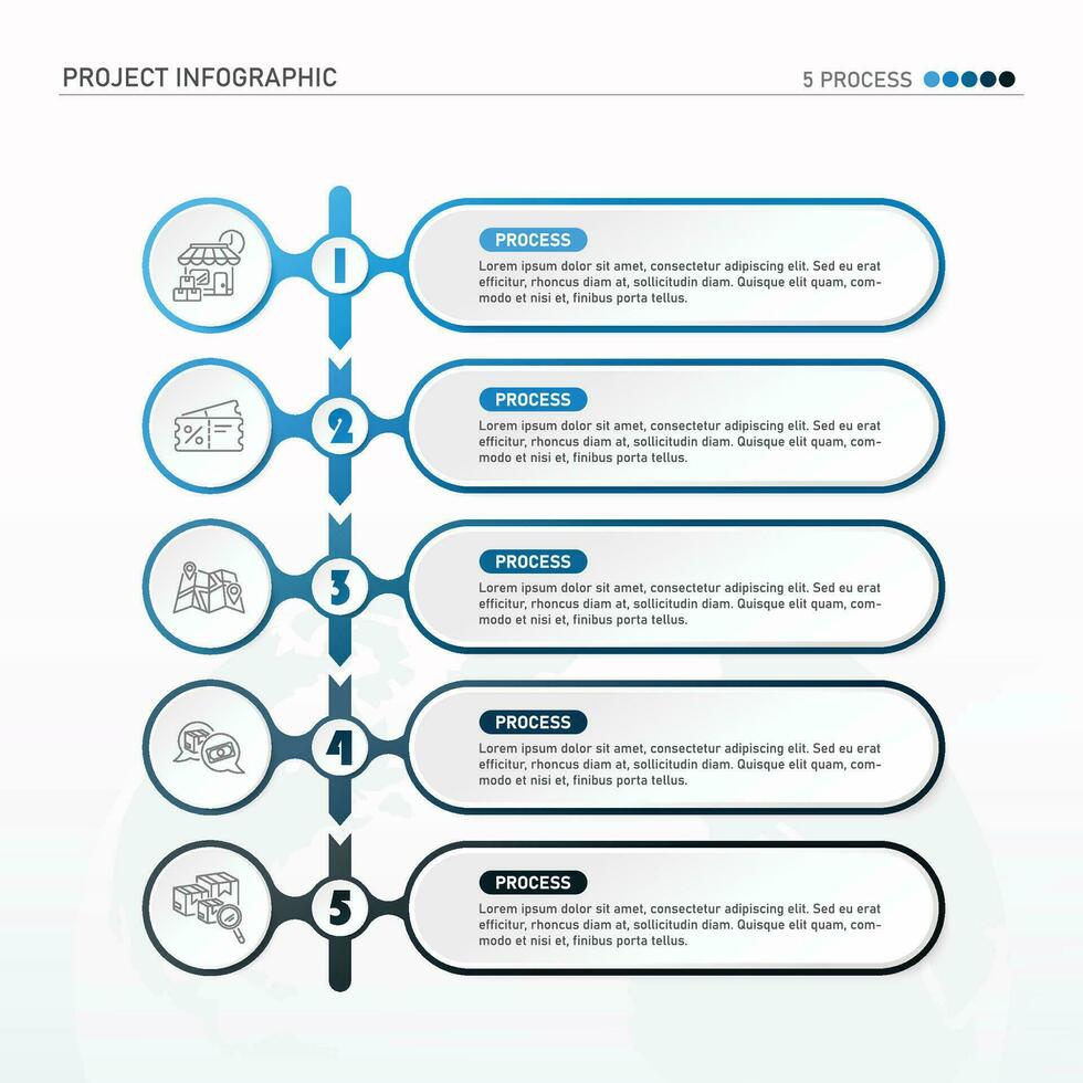 Infographic process design with icons and 5 options or steps. vector