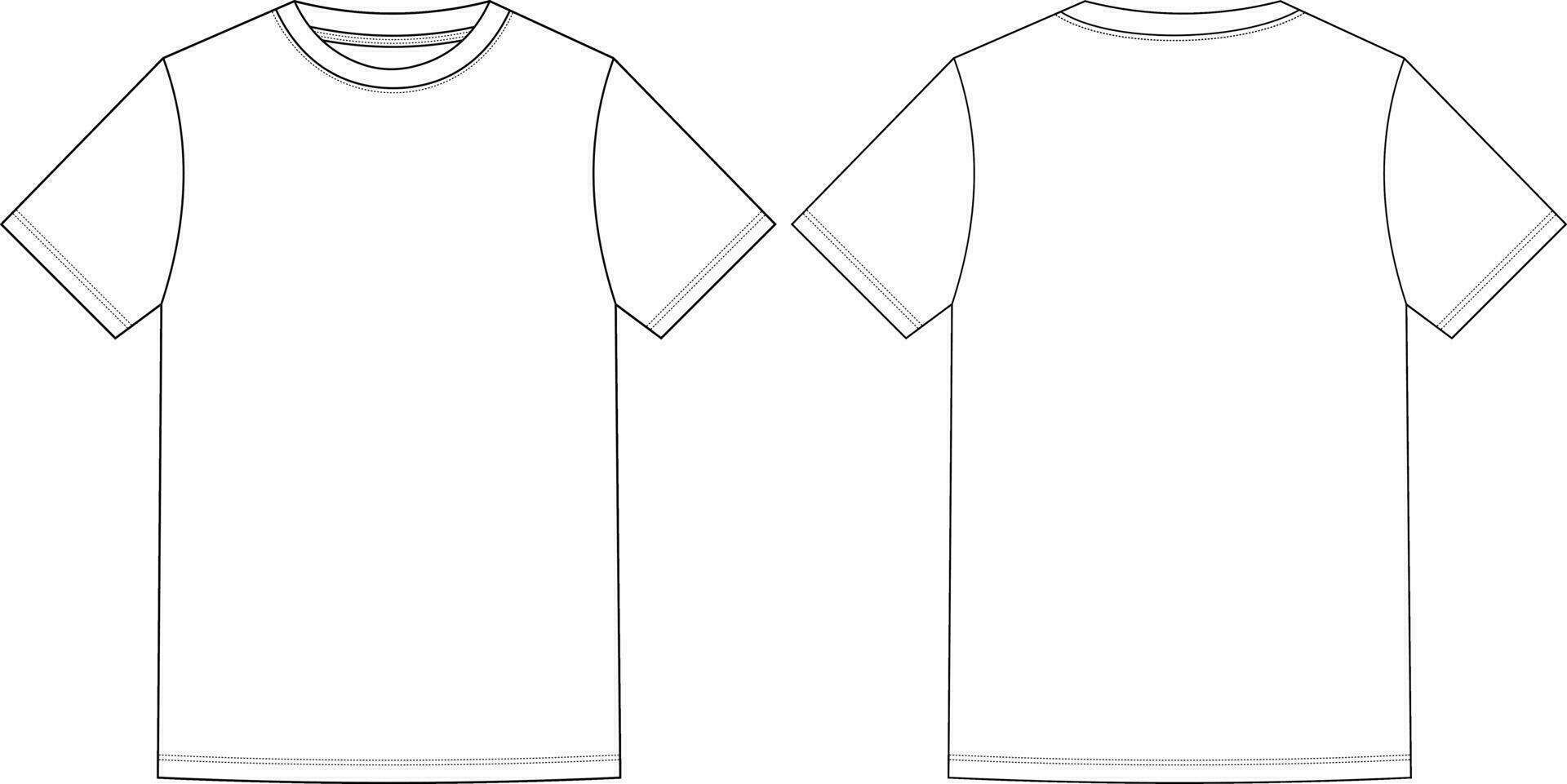 Blank White T-shirt Design Vector Template, Front and Back View