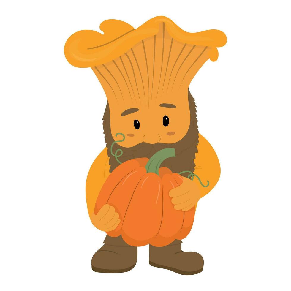 Dwarf Mushroom with pumpkin vector