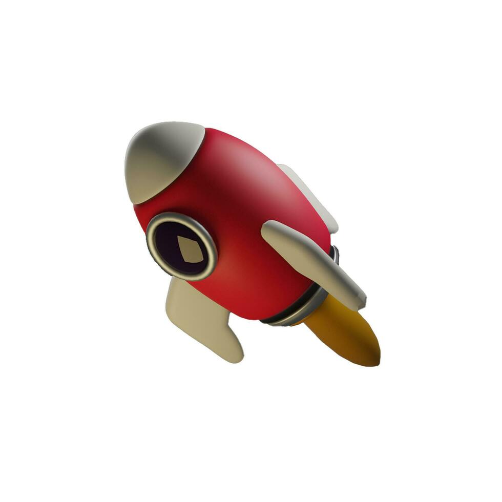 3d cuteicon. Spaceship rocket. Toy rocket upswing, business concept. Cartoon minimal style. photo