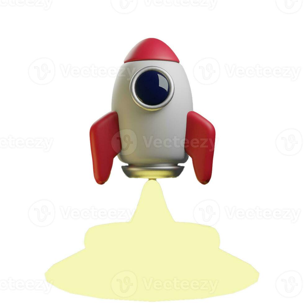 3d cuteicon. Spaceship rocket. Toy rocket upswing, business concept. Cartoon minimal style. photo