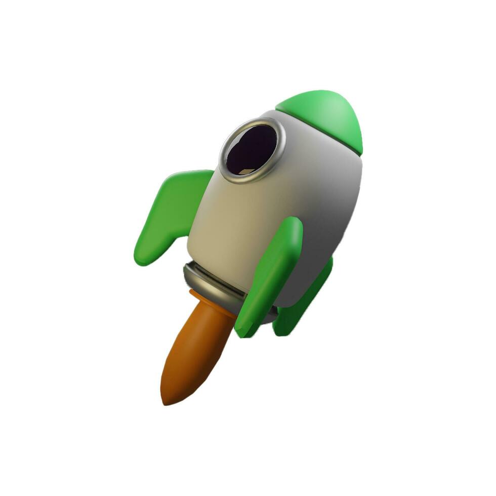 3d cuteicon. Spaceship rocket. Toy rocket upswing, business concept. Cartoon minimal style. photo