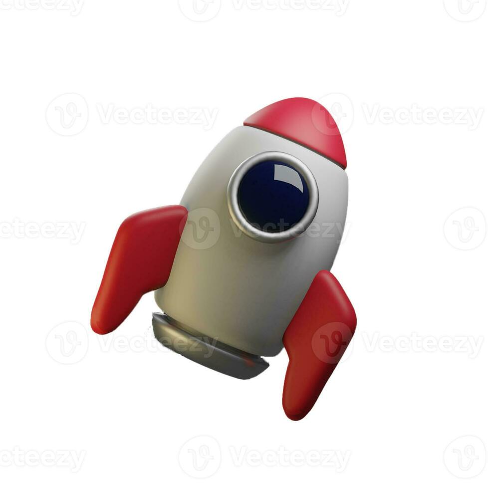 3d cuteicon. Spaceship rocket. Toy rocket upswing, business concept. Cartoon minimal style. photo