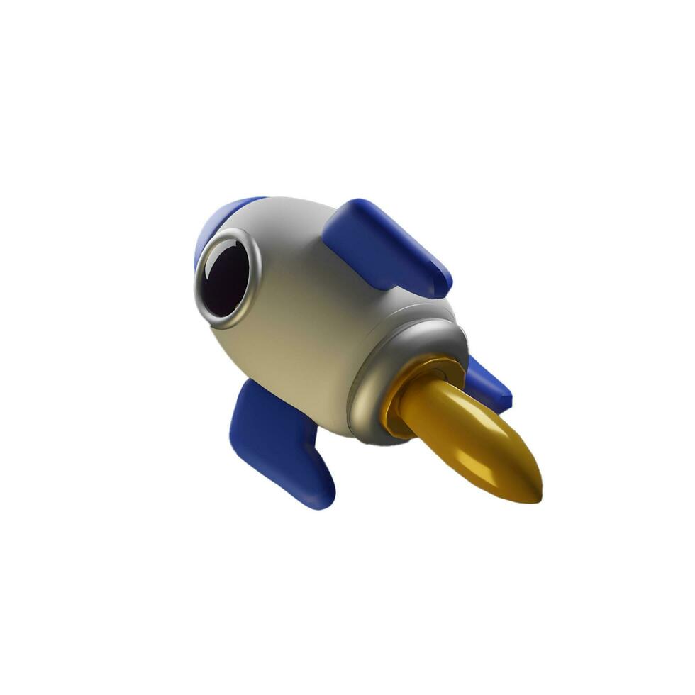 3d cuteicon. Spaceship rocket. Toy rocket upswing, business concept. Cartoon minimal style. photo