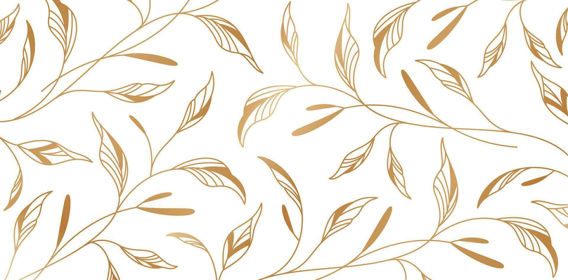 golden pattern with hand drawn branches and leaves for Fashionable textile, book covers, Digital interfaces, prints design templates material, wedding invitation, banners vector