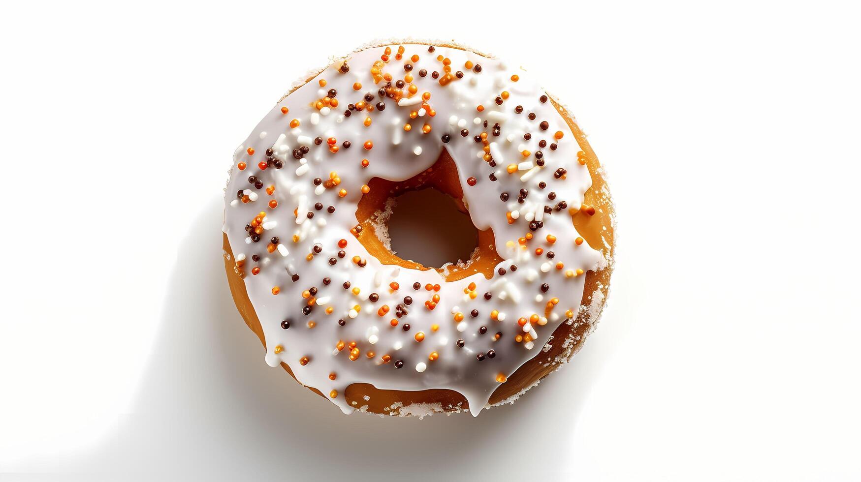 Glazed Donut with sprinkles isolated on white photo