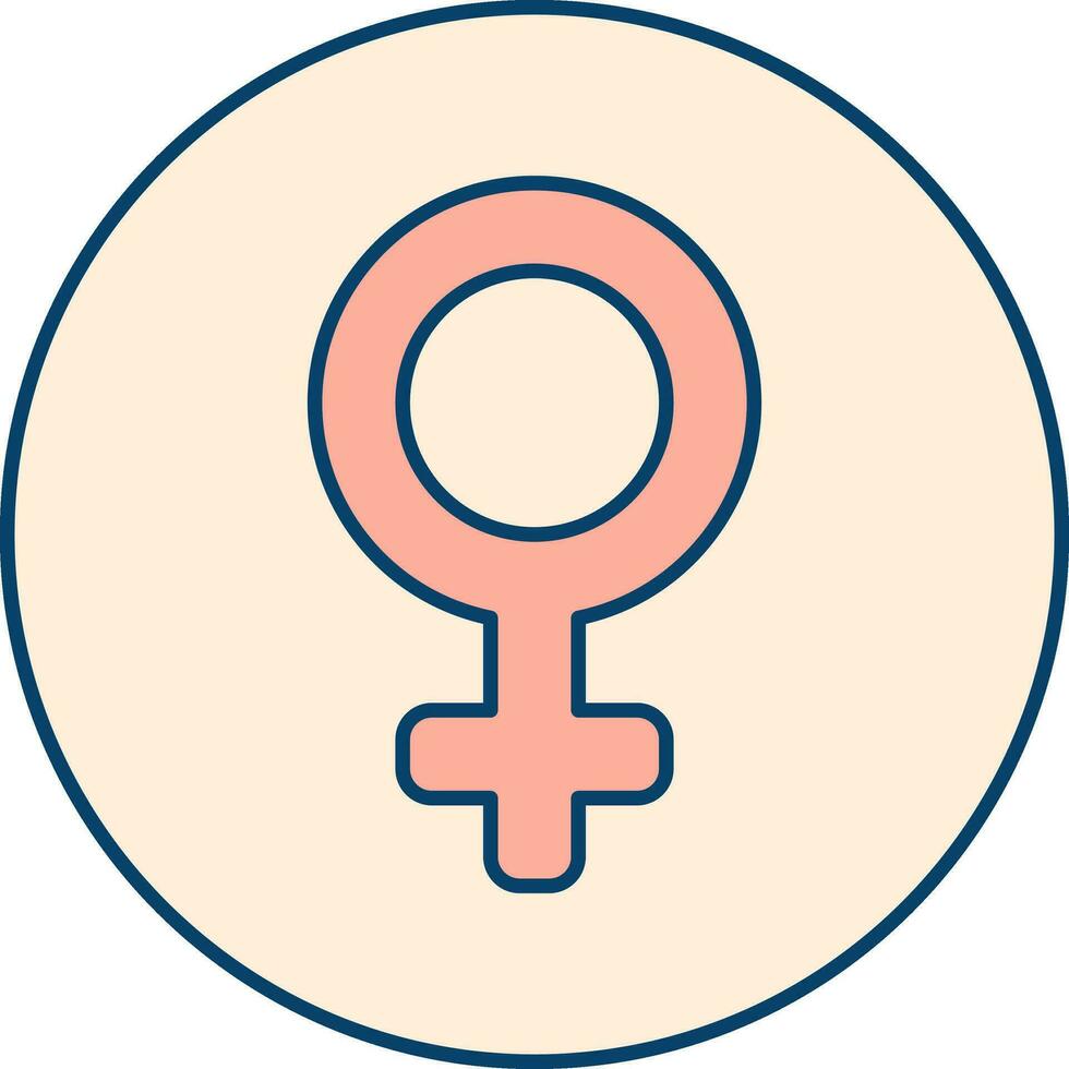 Female Gender Icon In Red Color. vector