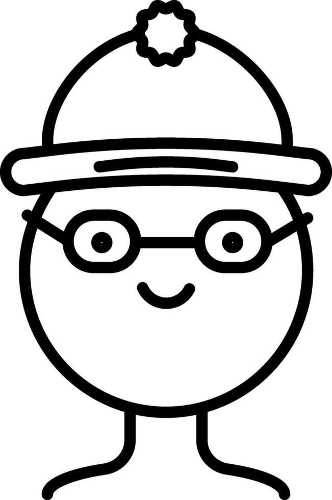 Eye Glasses And Beane Hat Wearing Cute Boy LIne Art Icon vector