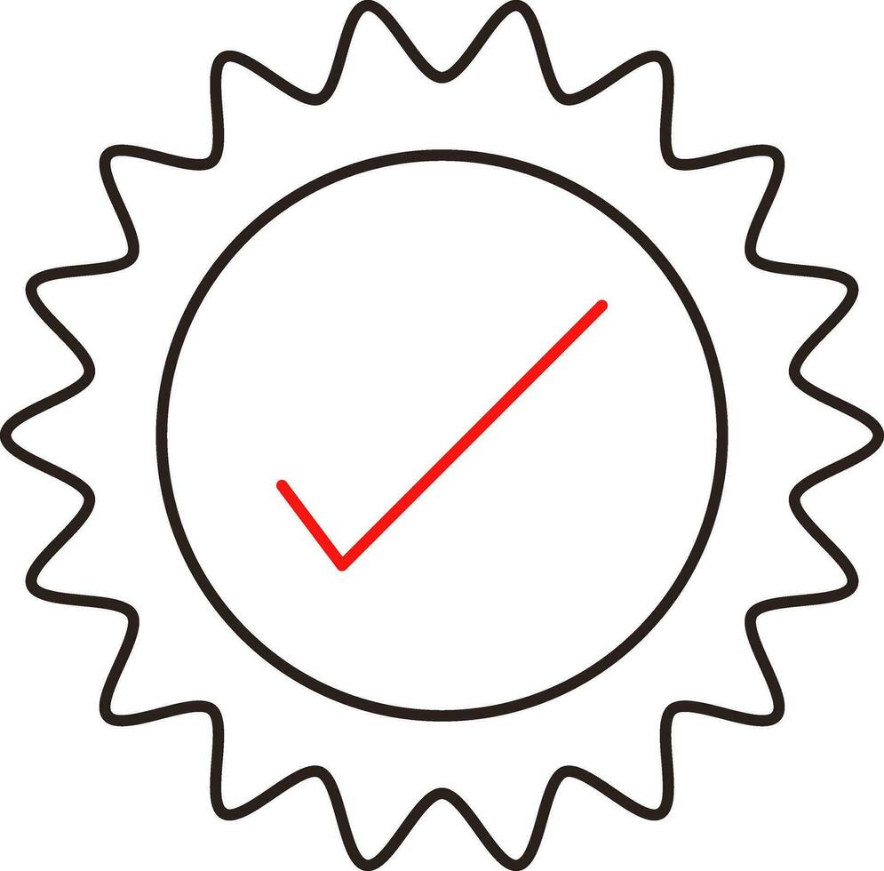 Red And Black Outline Illustration Of Check Sticker Icon. vector