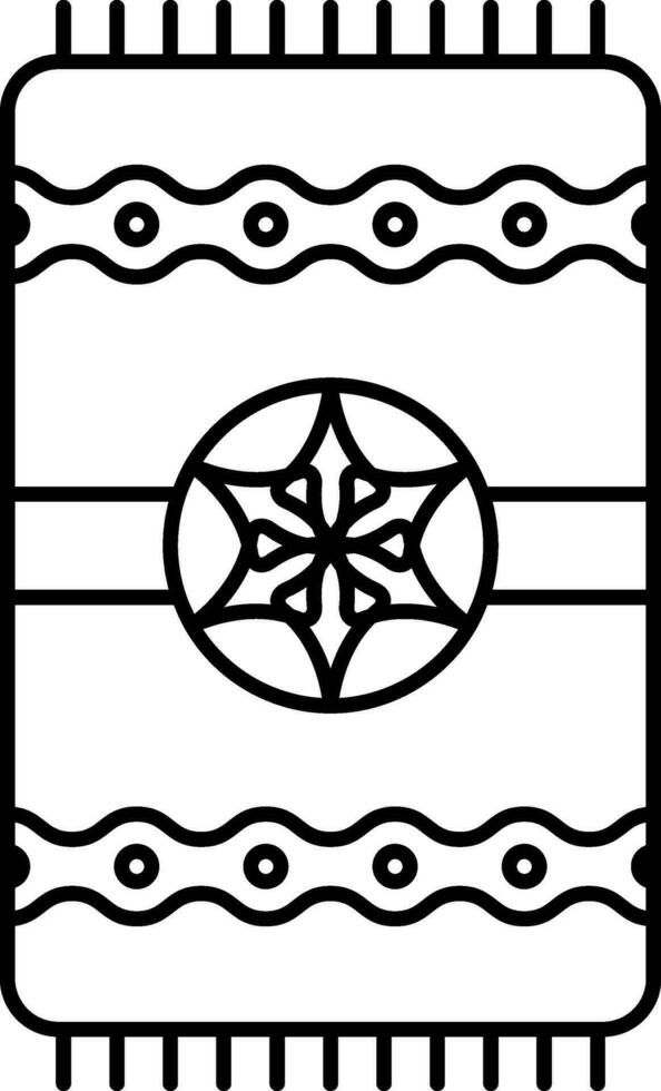 Flower Design Carpet Icon In Black Line Art. vector