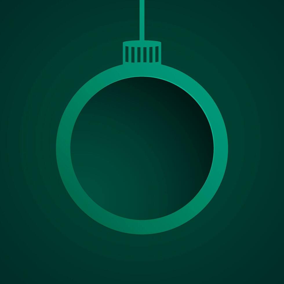 Green paper cut bauble frame on background. vector