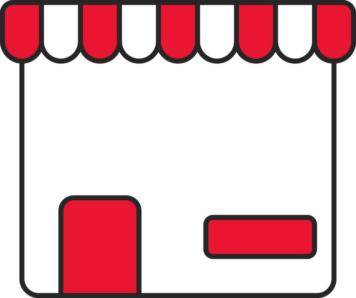 Red And White Shop Or Store Flat Icon. vector