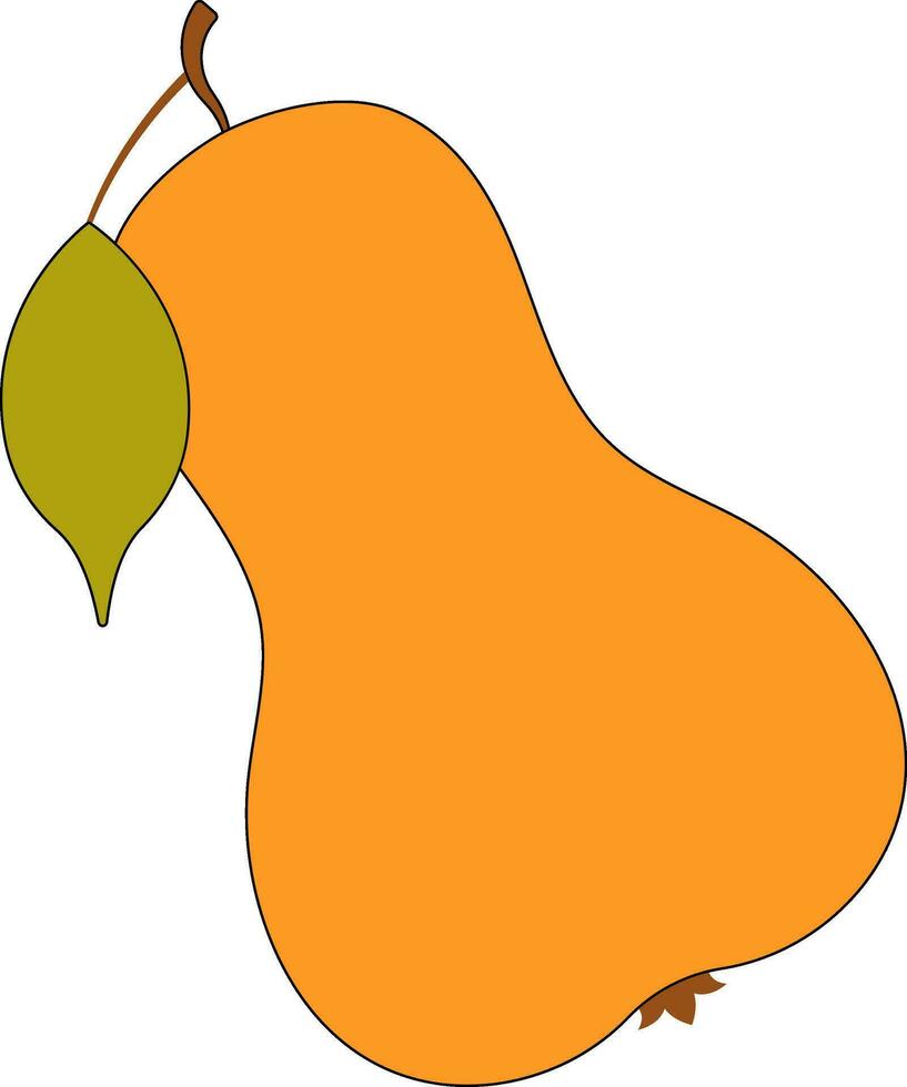 Isolated Orange Pear Icon In Flat Style. vector