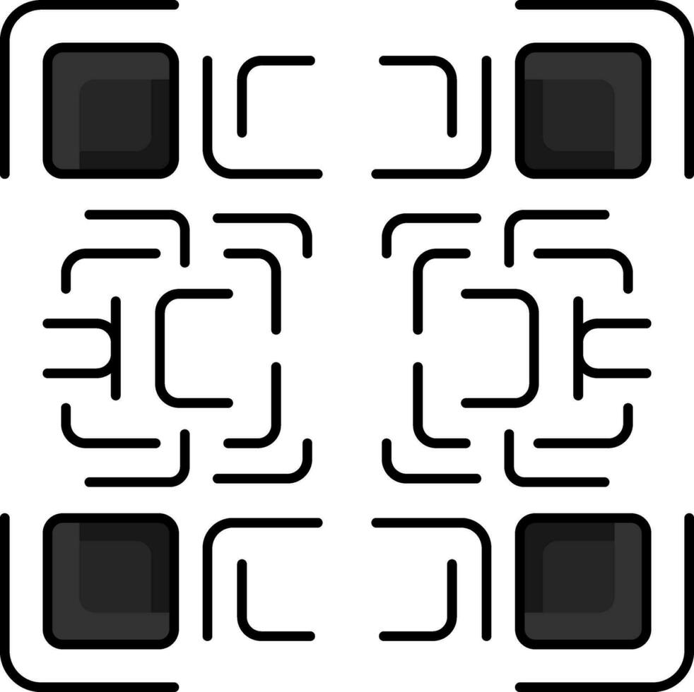 blanco y negro qr código icono en plano estilo. vector