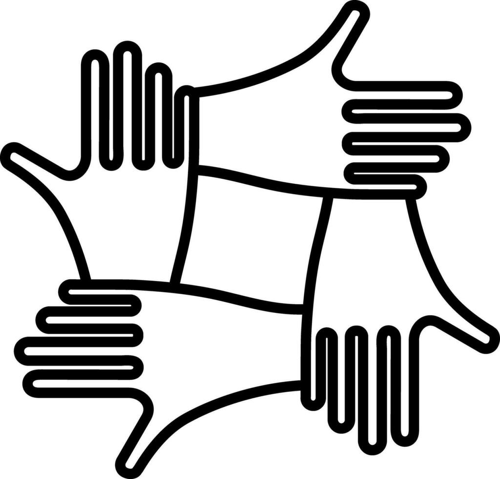 Teamwork icon or symbol made by line art. vector