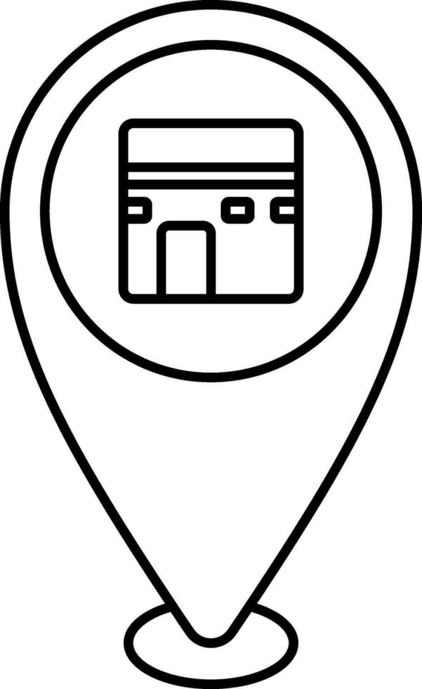 Masjid Al-Haram Location Point Icon In Linear Style. vector