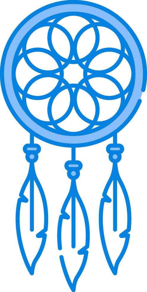 Blue And White Dream Catcher Icon In Flat Style. vector