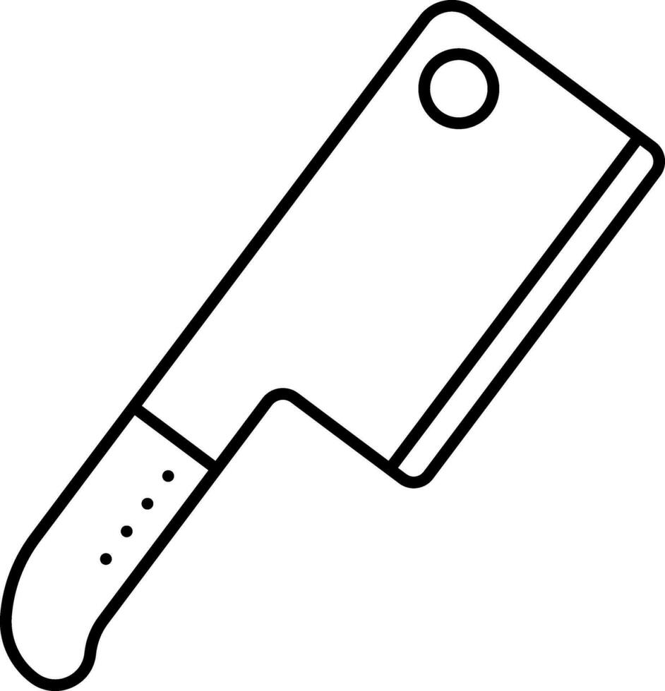 Isolated Cleaver Knife Icon In Black Thin Line Art. vector