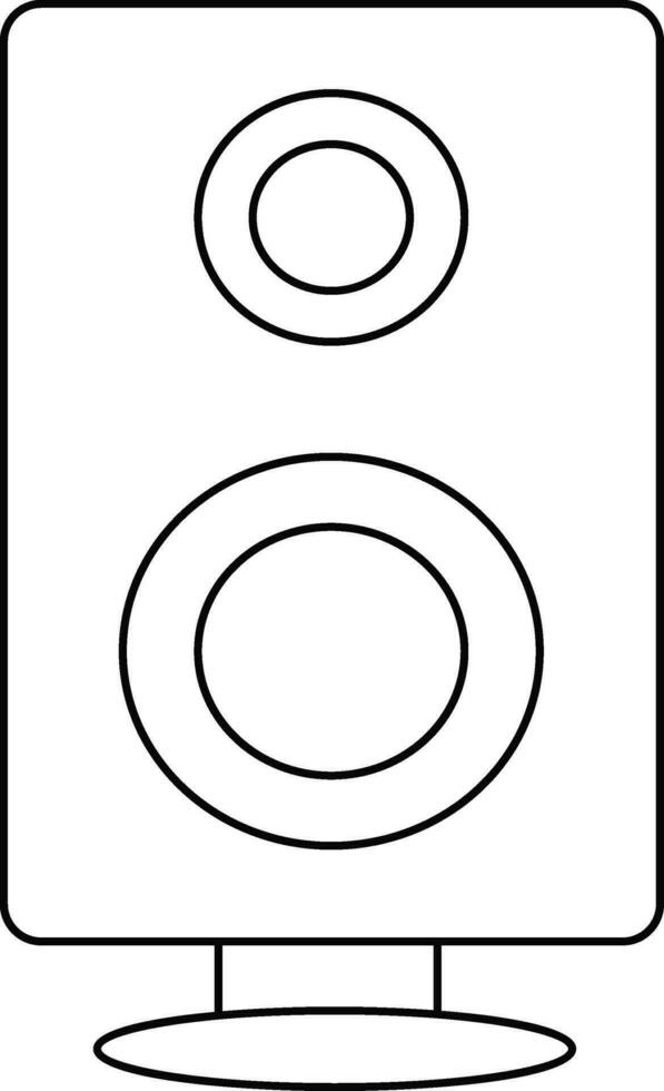 Black line art sound speaker in flat style. vector