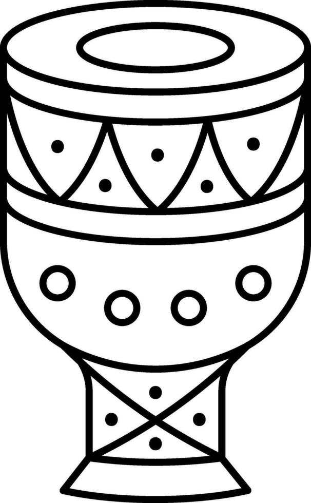 Djembe Drum Icon In Black Line Art. vector