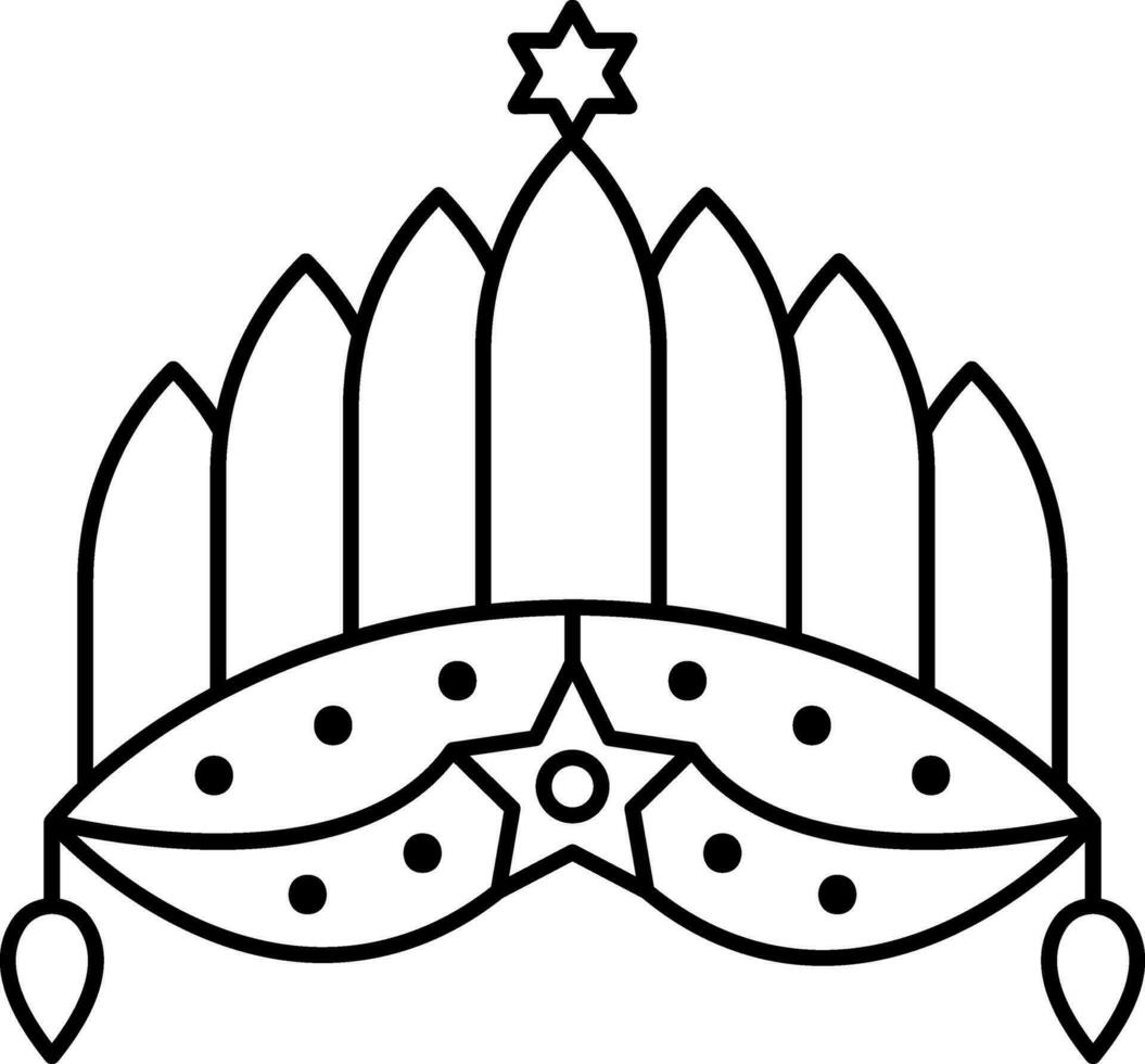 Aztec Headdress Icon In Black Outline. vector