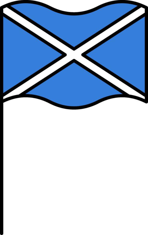 Wavy Scotland Flag Pole Icon In Flat Style. vector
