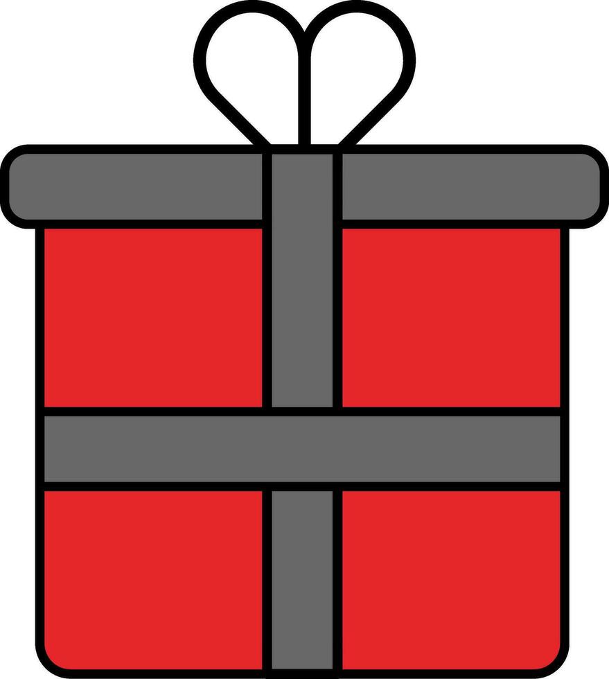 Flat Style Gift Box Red And Grey Icon. vector