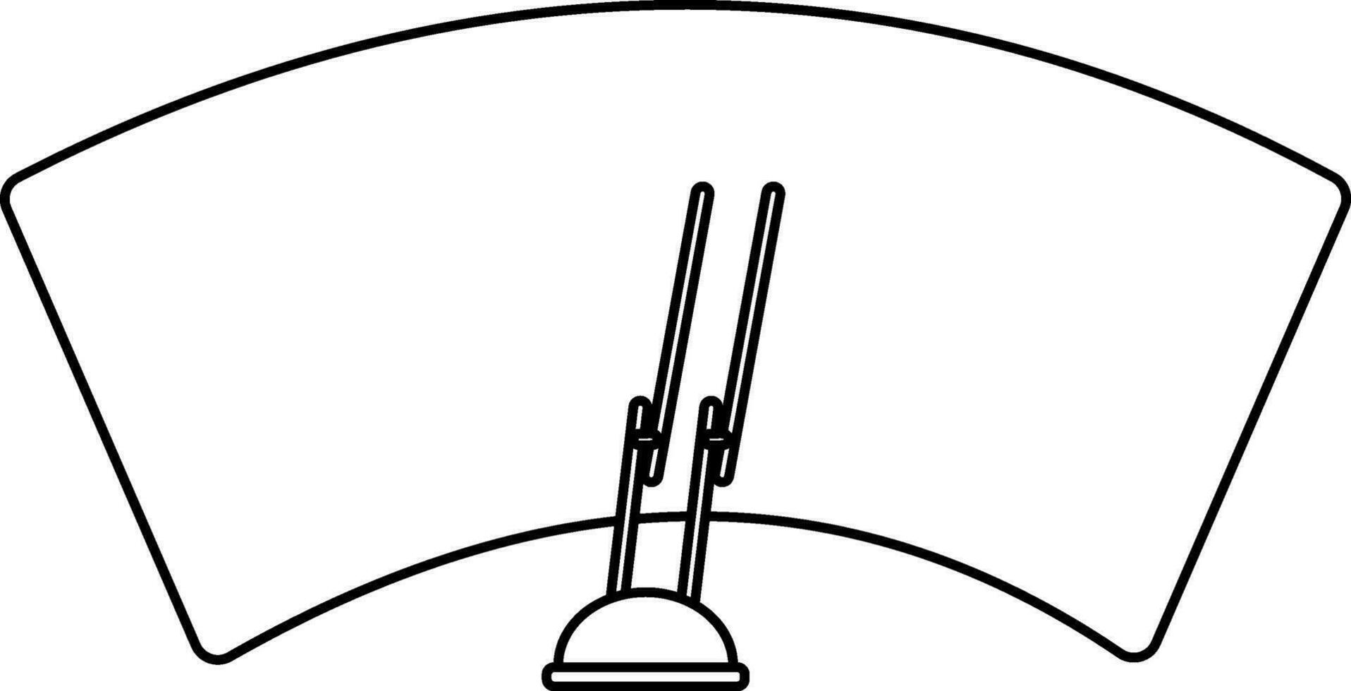 Black line art windscreen wiper in flat style. vector