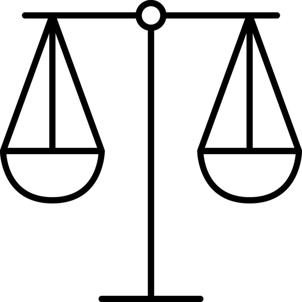 Black Stroke Balance Scale Icon In Flat Style. vector