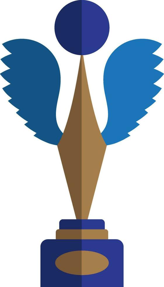 Wings trophy award icon in flat style. vector