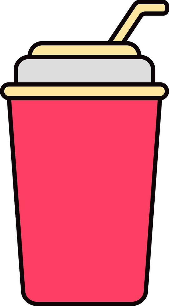 Pink And Yellow Illustration Of Straw In Drink Cup Icon. vector