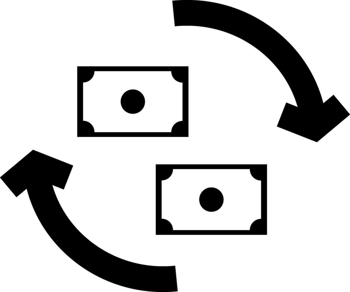 Icon of currency exchange in black and white color. vector