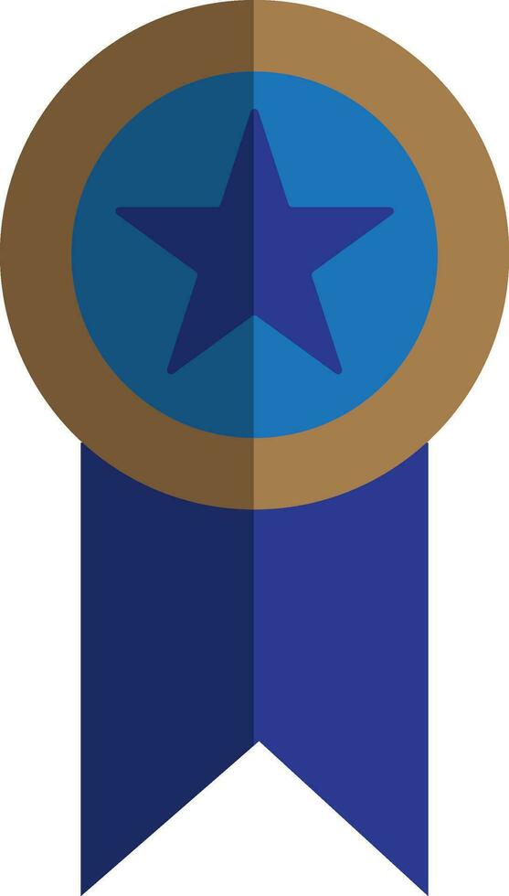 Blue star with medal icon in flat style. vector
