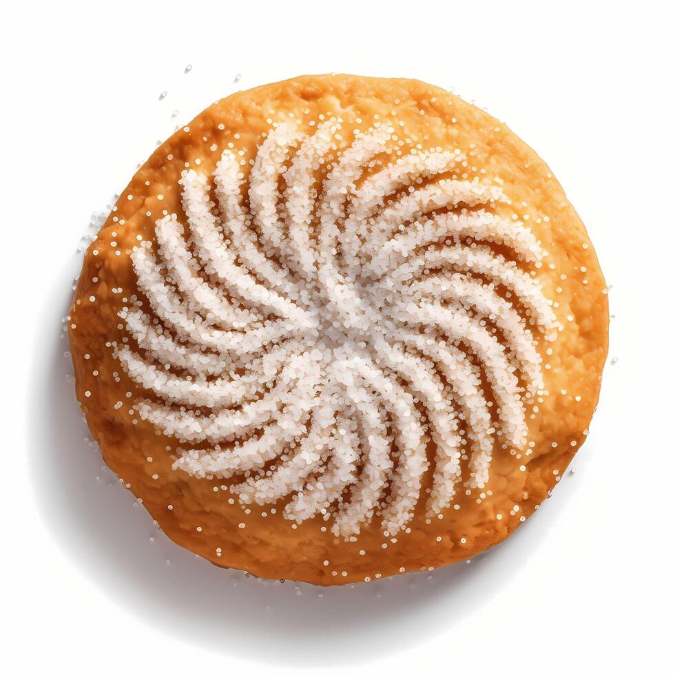 azúcar galletas con azúcar gránulo aislado en blanco ai generativo foto