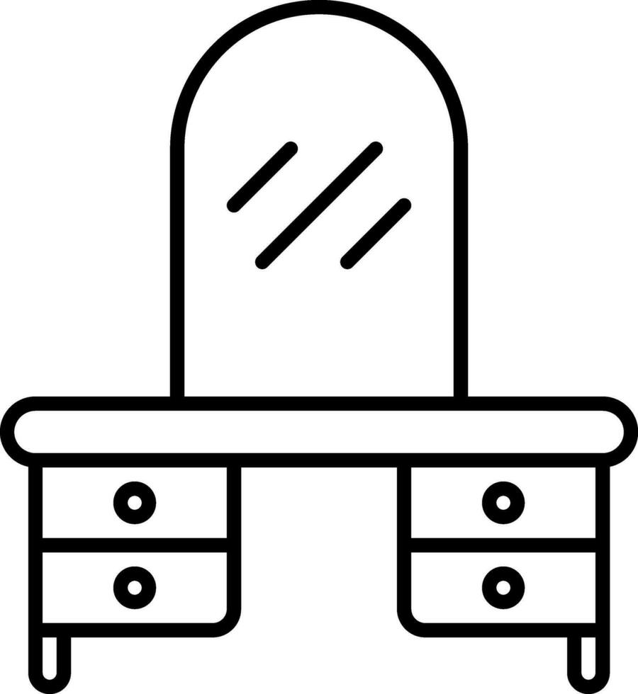 Dressing Table Icon In Black Outline. vector