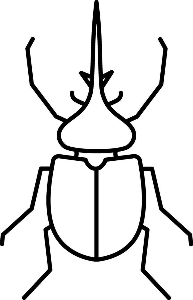 Black Line Art Illustration Of Hercules Beetle Character Icon. vector