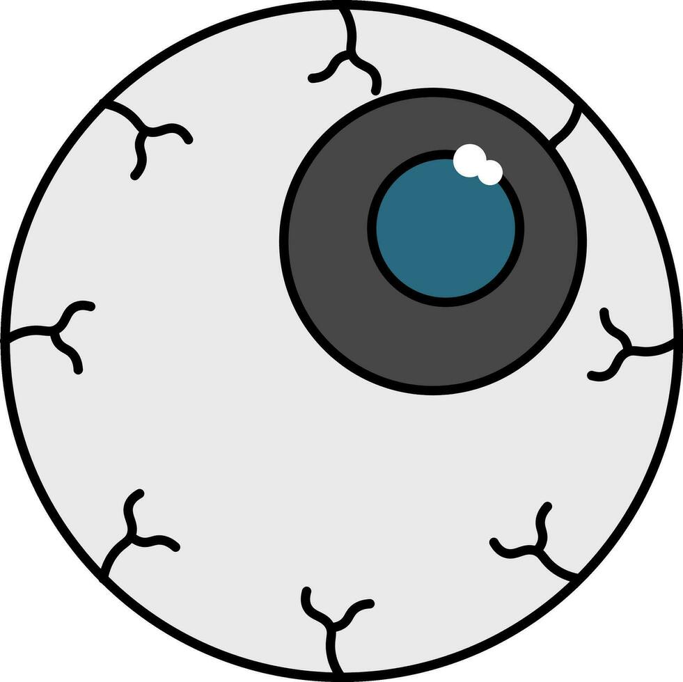 plano estilo globo ocular gris y azul icono. vector