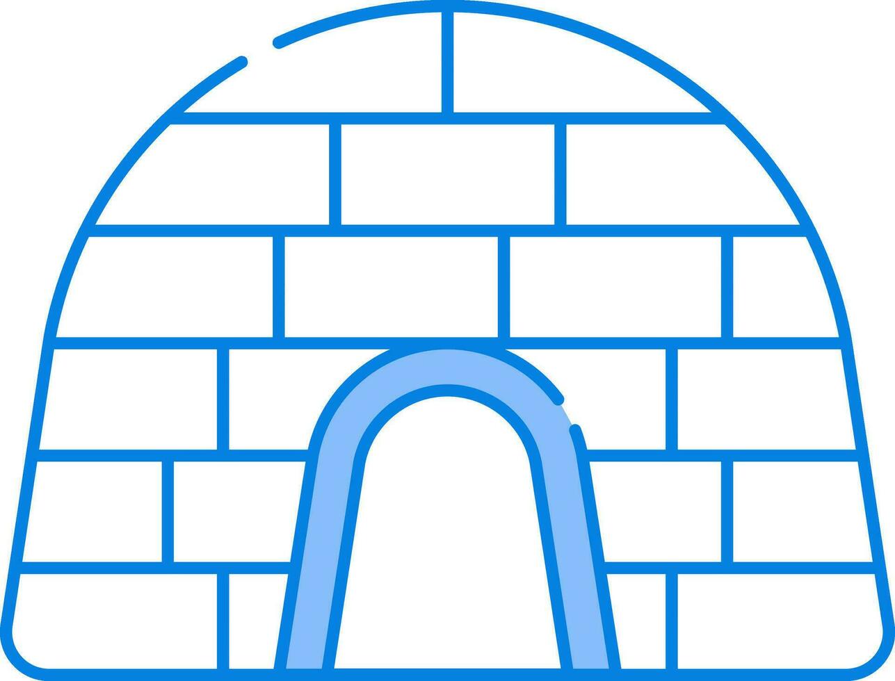 Isolated Igloo Flat Icon In Blue And White Color. vector