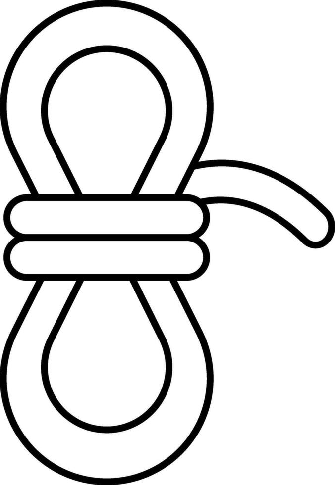 Black Linear Style Rope Icon Or Symbol. vector