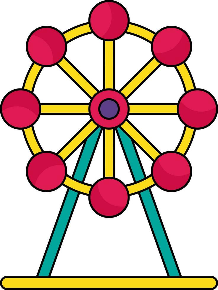 Colorful Ferris Wheel Icon In Flat Style. vector