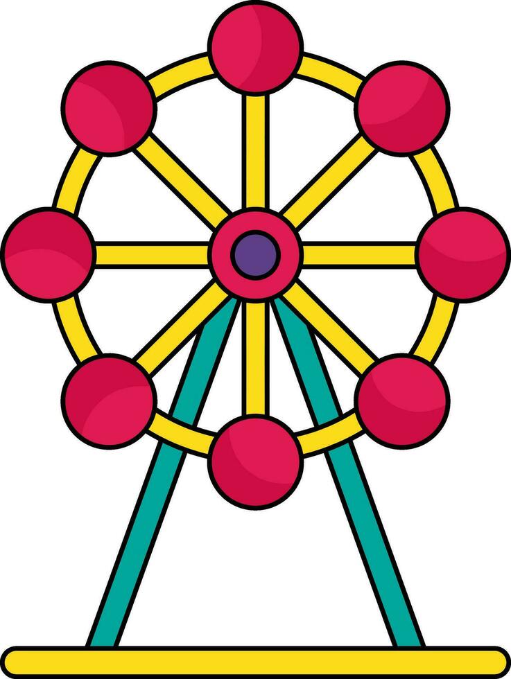 Colorful Ferris Wheel Icon In Flat Style. vector