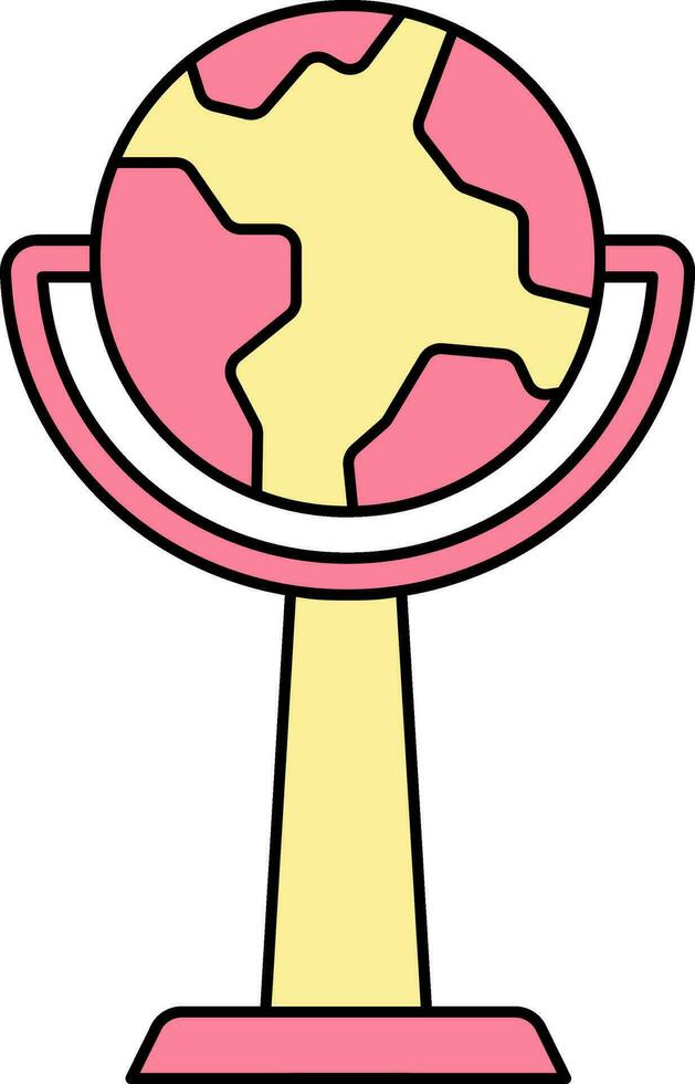 Globe Stand Or Trophy Icon In Pink And Yellow Color. vector