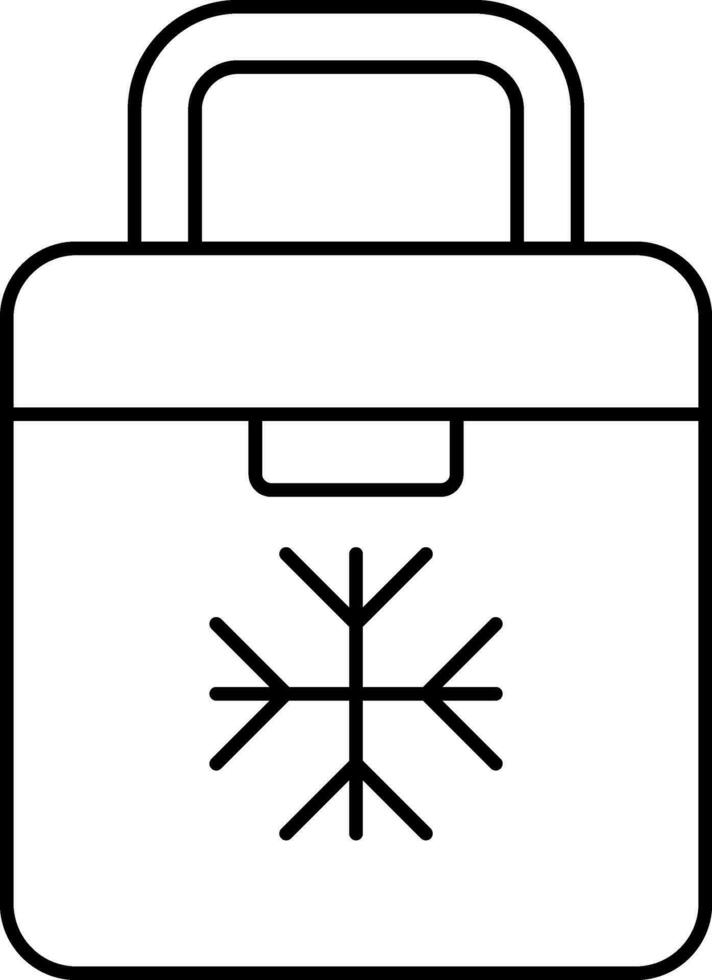 Black Linear Style Square Ice Box Icon. vector