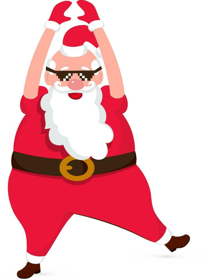 Cool Santa Clause wearing Black Goggles, Happy and Dancing. vector