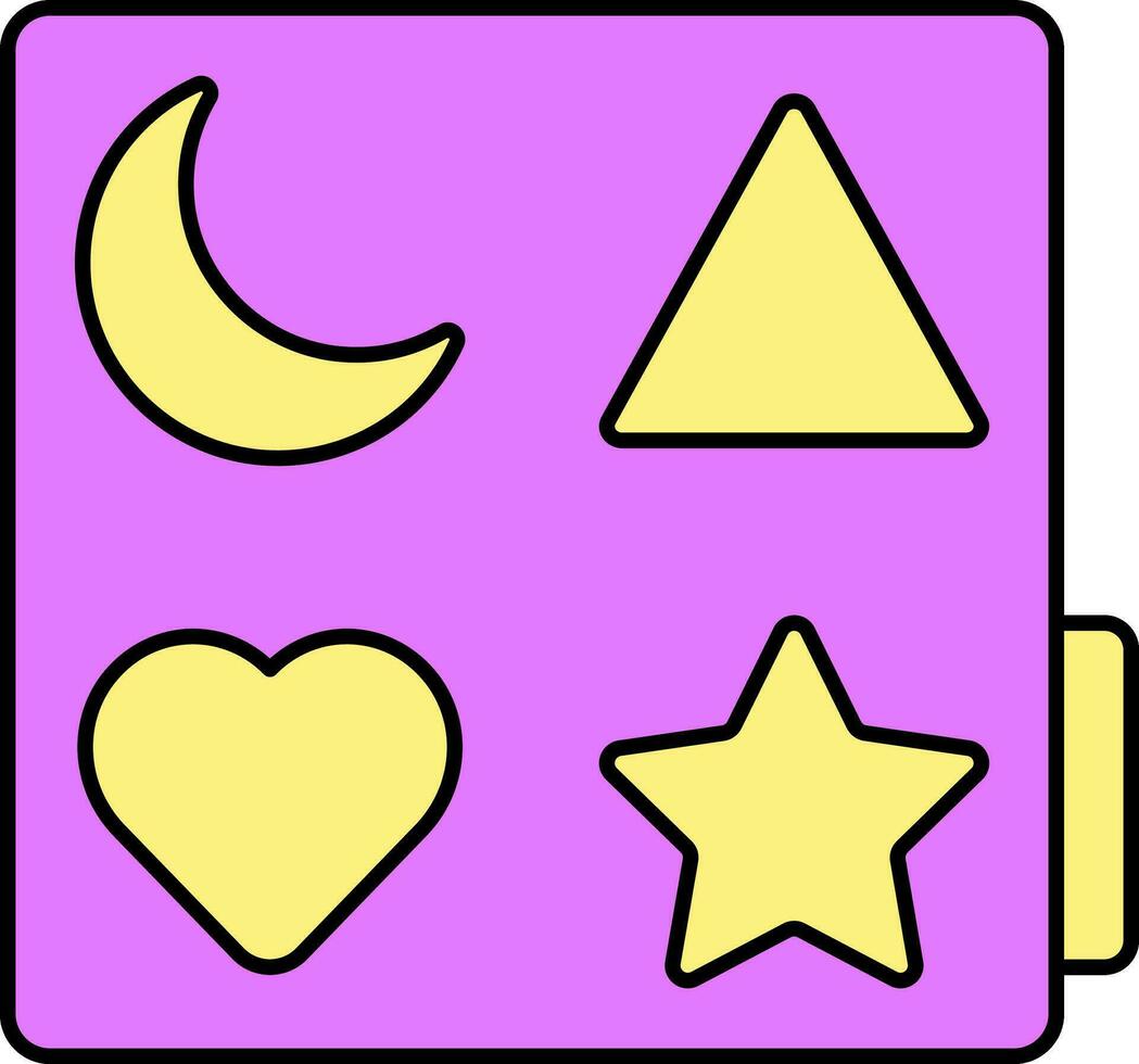 Flat Style Shapes Puzzle Icon In Pink And Yellow Color. vector