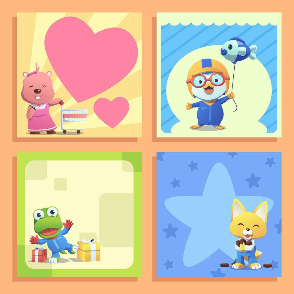 Little Penguin and Friends Social Media Post vector