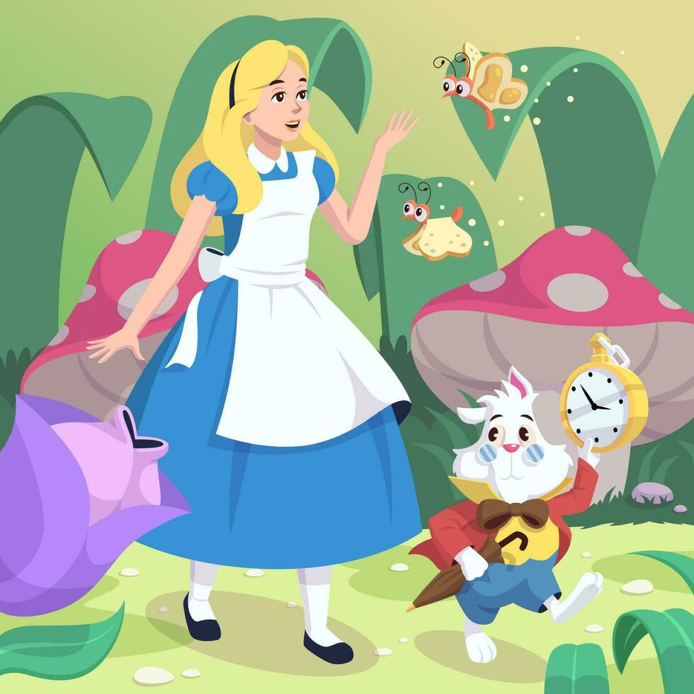 Girl in Wonderland Fantasy World vector